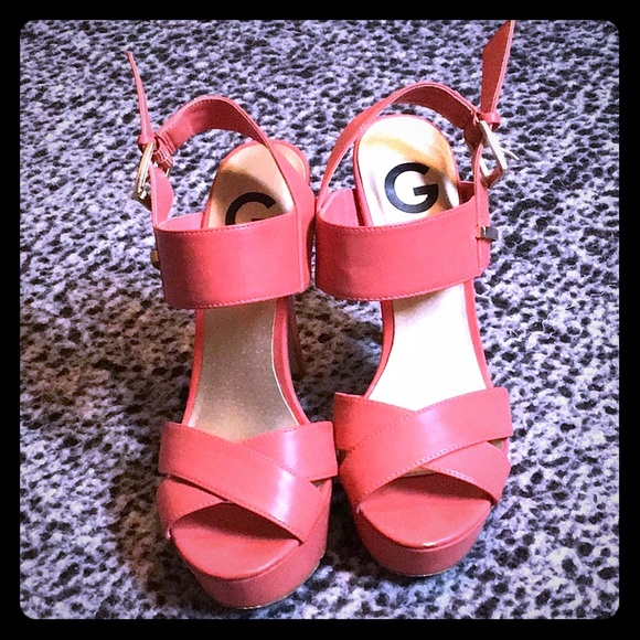 coral strappy sandals